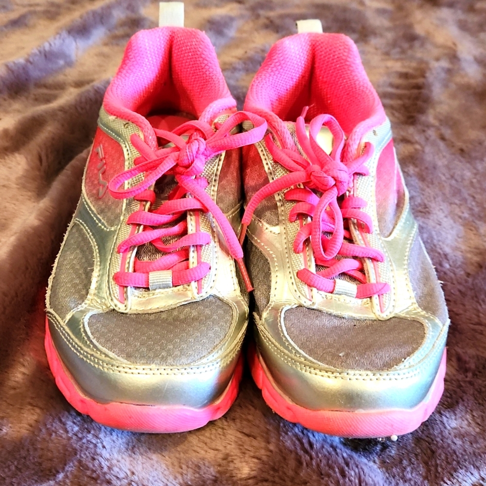 Pink and grey sneakers